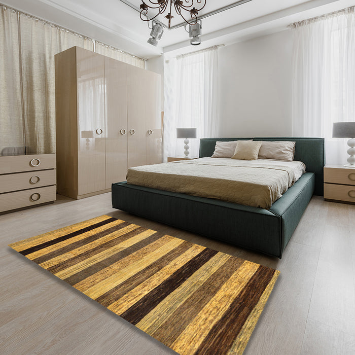 Machine Washable Abstract Orange Rug in a Bedroom, wshabs236