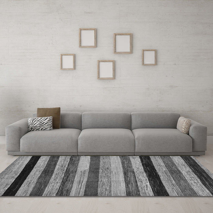 Machine Washable Abstract Gray Modern Rug in a Living Room,, wshabs236gry
