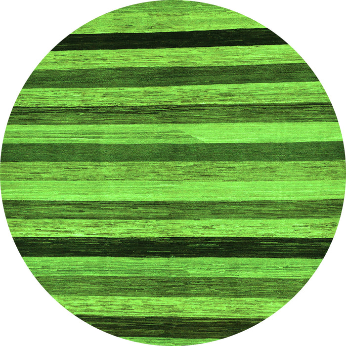 Round Machine Washable Abstract Green Modern Area Rugs, wshabs236grn
