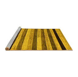 Sideview of Machine Washable Abstract Yellow Modern Rug, wshabs236yw