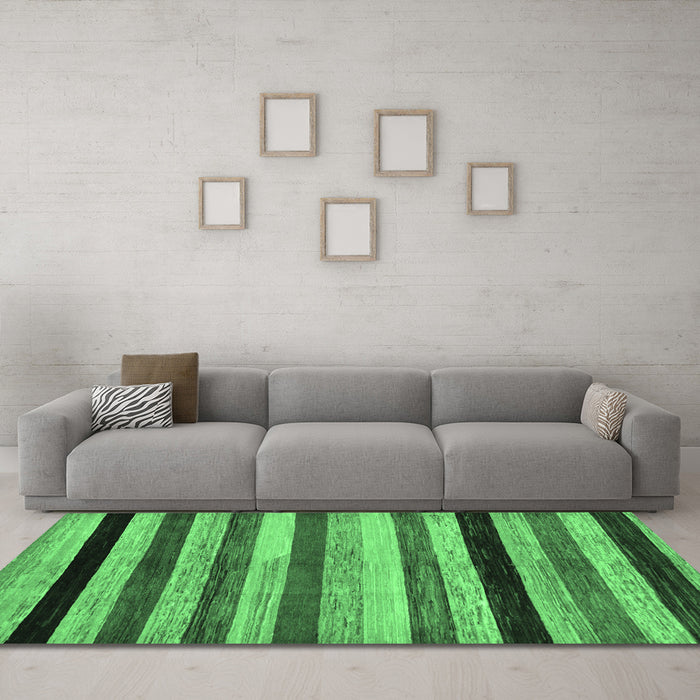 Machine Washable Abstract Emerald Green Modern Area Rugs in a Living Room,, wshabs236emgrn
