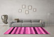 Machine Washable Abstract Pink Modern Rug in a Living Room, wshabs236pnk