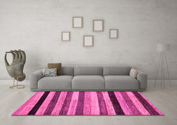 Machine Washable Abstract Pink Modern Rug in a Living Room, wshabs236pnk