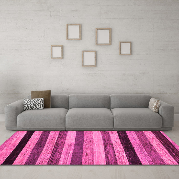 Machine Washable Abstract Pink Modern Rug in a Living Room, wshabs236pnk