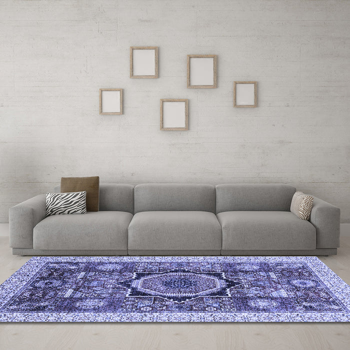 Machine Washable Abstract Blue Modern Rug in a Living Room, wshabs2370blu