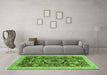 Machine Washable Abstract Green Modern Area Rugs in a Living Room,, wshabs2370grn