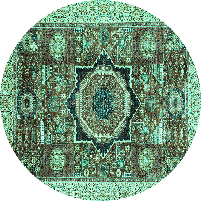 Round Abstract Turquoise Modern Rug, abs2370turq