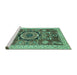 Sideview of Machine Washable Abstract Turquoise Modern Area Rugs, wshabs2370turq