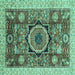 Square Abstract Turquoise Modern Rug, abs2370turq