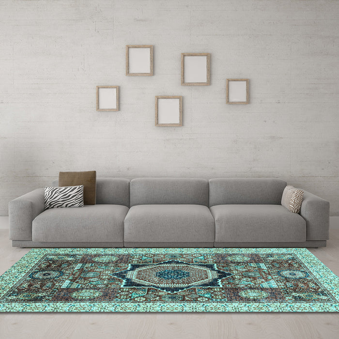 Machine Washable Abstract Light Blue Modern Rug in a Living Room, wshabs2370lblu