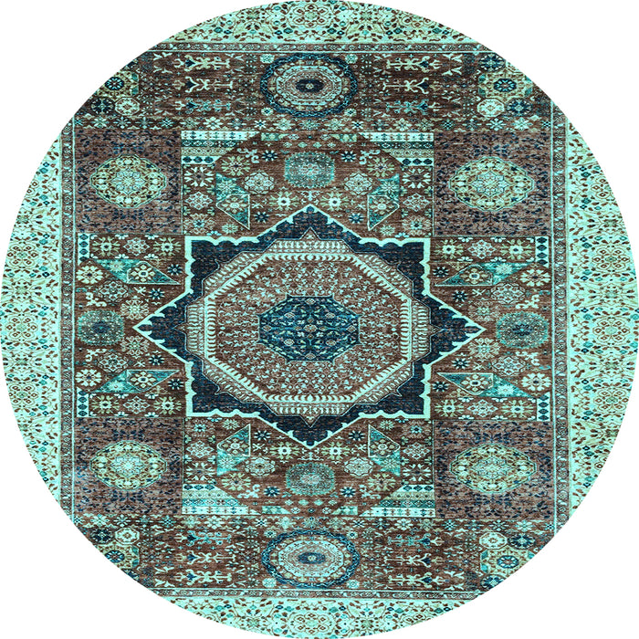 Round Abstract Light Blue Modern Rug, abs2370lblu