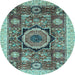 Round Abstract Light Blue Modern Rug, abs2370lblu