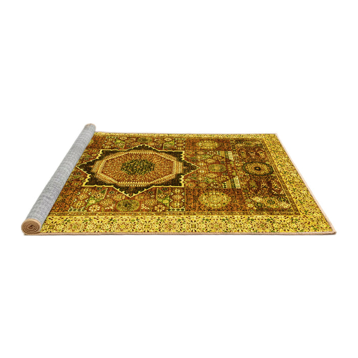 Sideview of Machine Washable Abstract Yellow Modern Rug, wshabs2370yw