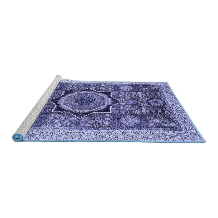 Sideview of Machine Washable Abstract Blue Modern Rug, wshabs2370blu