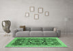 Machine Washable Abstract Emerald Green Modern Area Rugs in a Living Room,, wshabs2370emgrn