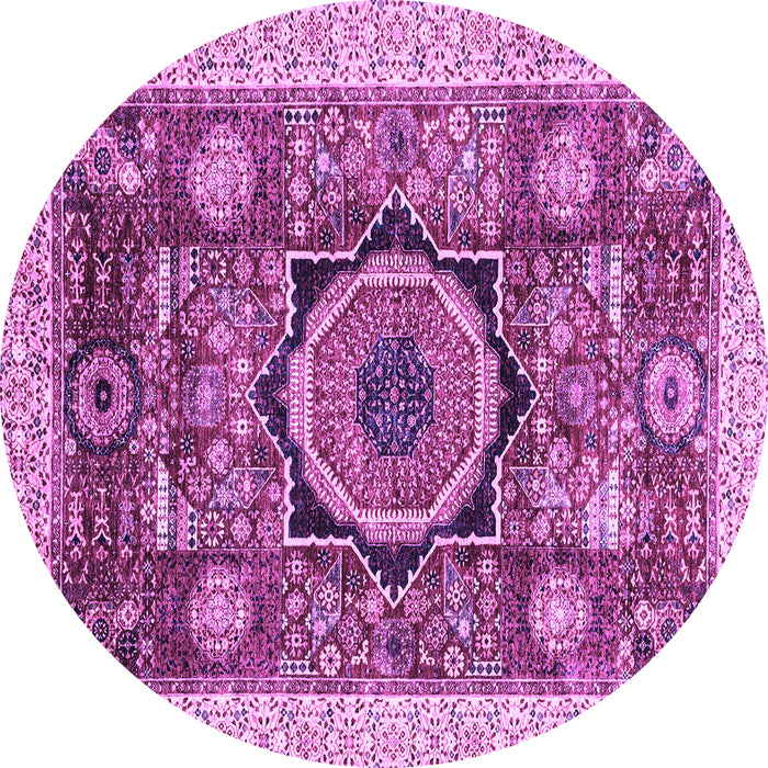 Round Machine Washable Abstract Purple Modern Area Rugs, wshabs2370pur