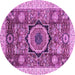 Round Machine Washable Abstract Purple Modern Area Rugs, wshabs2370pur