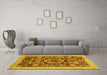 Machine Washable Abstract Yellow Modern Rug in a Living Room, wshabs2370yw