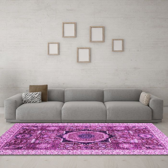 Machine Washable Abstract Purple Modern Area Rugs in a Living Room, wshabs2370pur