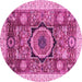 Round Machine Washable Abstract Pink Modern Rug, wshabs2370pnk