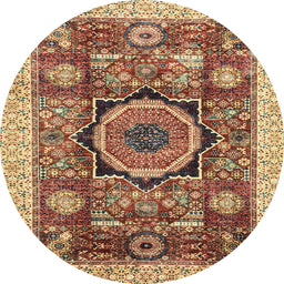 Round Machine Washable Abstract Fire Brick Red Rug, wshabs2370