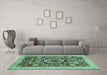 Machine Washable Abstract Turquoise Modern Area Rugs in a Living Room,, wshabs2370turq