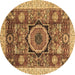 Round Abstract Brown Modern Rug, abs2370brn