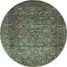 Round Abstract Light Blue Modern Rug, abs2371lblu