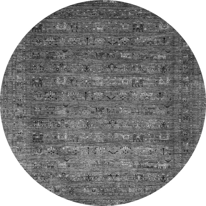 Round Machine Washable Abstract Gray Modern Rug, wshabs2371gry