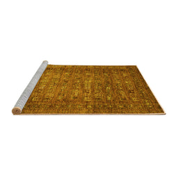 Sideview of Machine Washable Abstract Yellow Modern Rug, wshabs2371yw