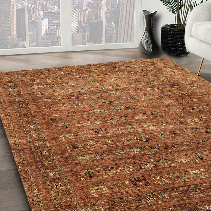 Machine Washable Abstract Orange Rug in a Family Room, wshabs2371