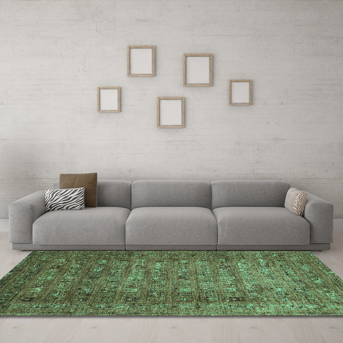 Machine Washable Abstract Turquoise Modern Area Rugs in a Living Room,, wshabs2371turq