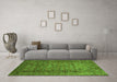 Machine Washable Abstract Green Modern Area Rugs in a Living Room,, wshabs2371grn