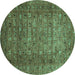 Round Abstract Turquoise Modern Rug, abs2371turq