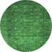 Round Abstract Emerald Green Modern Rug, abs2371emgrn