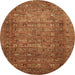 Round Machine Washable Abstract Orange Rug, wshabs2371