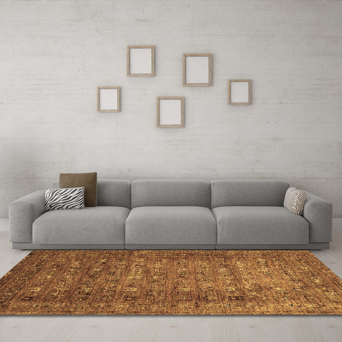 Machine Washable Abstract Brown Modern Rug in a Living Room,, wshabs2371brn