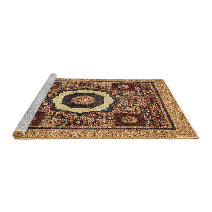 Sideview of Machine Washable Abstract Orange Rug, wshabs2372
