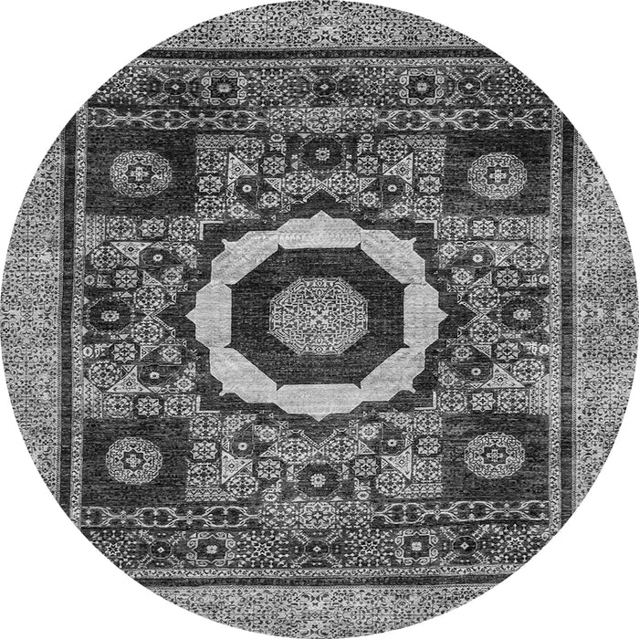 Round Abstract Gray Modern Rug, abs2372gry