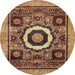 Round Machine Washable Abstract Orange Rug, wshabs2372