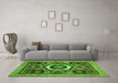 Machine Washable Abstract Green Modern Area Rugs in a Living Room,, wshabs2372grn