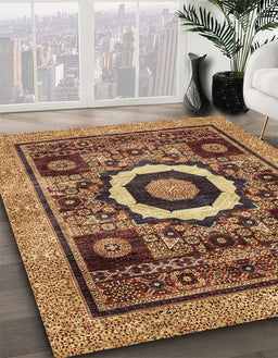 Machine Washable Abstract Orange Rug in a Family Room, wshabs2372