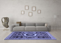 Machine Washable Abstract Blue Modern Rug, wshabs2372blu