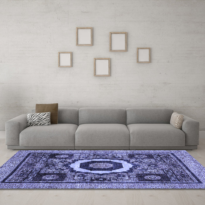 Machine Washable Abstract Blue Modern Rug in a Living Room, wshabs2372blu