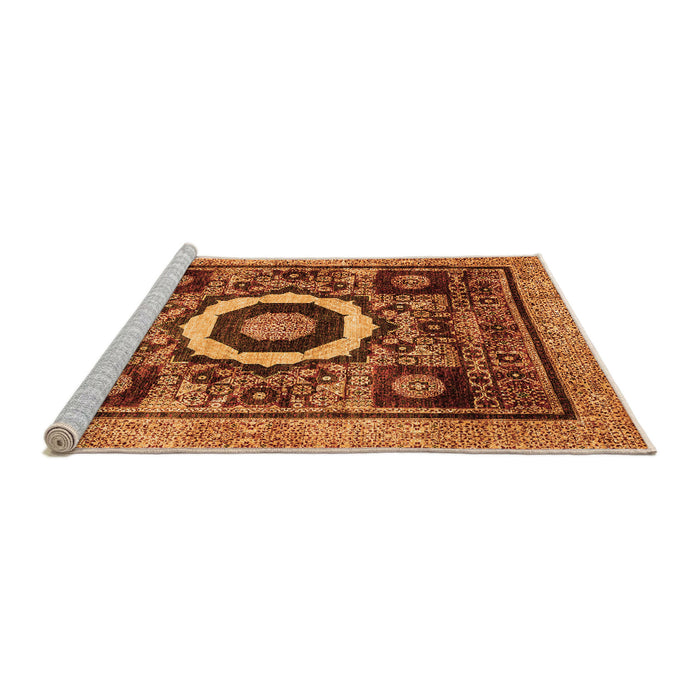 Sideview of Machine Washable Abstract Orange Modern Area Rugs, wshabs2372org