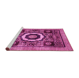 Sideview of Machine Washable Abstract Pink Modern Rug, wshabs2372pnk
