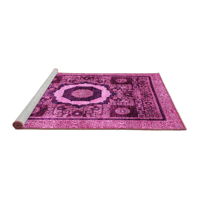 Sideview of Machine Washable Abstract Pink Modern Rug, wshabs2372pnk