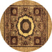 Round Abstract Brown Modern Rug, abs2372brn