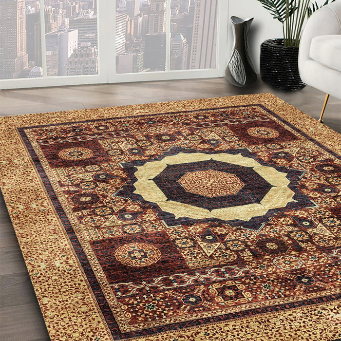 Abstract Orange Modern Rug in Family Room, abs2372