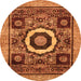 Round Machine Washable Abstract Orange Modern Area Rugs, wshabs2372org